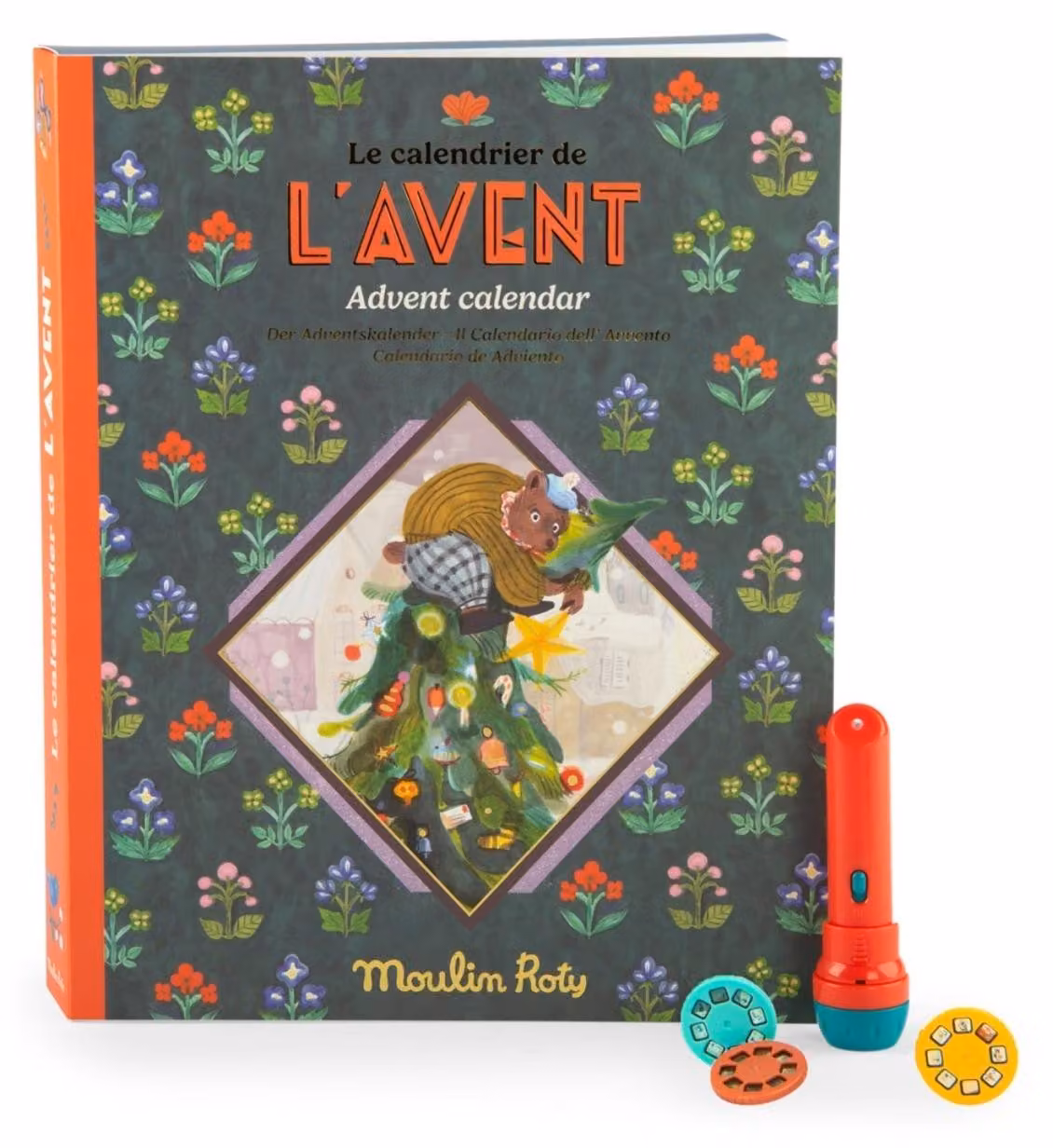 Calendario dell'Avvento con Lanterna e 23 dischi con storie Minouchkas Moulin Roty