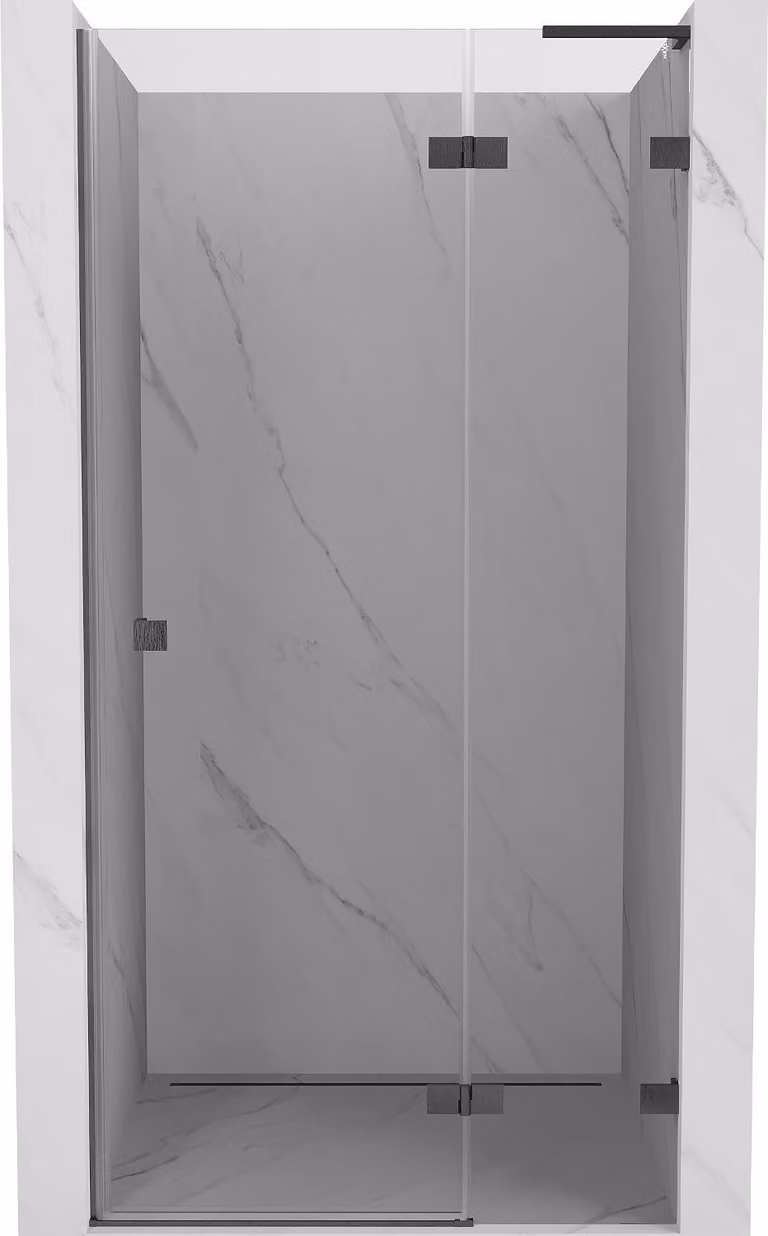 Mexen Lunar L porta doccia a battente destra 85 cm, trasparente, grigio canna di fucile spazzolato - 834L-085-000-66-00-P