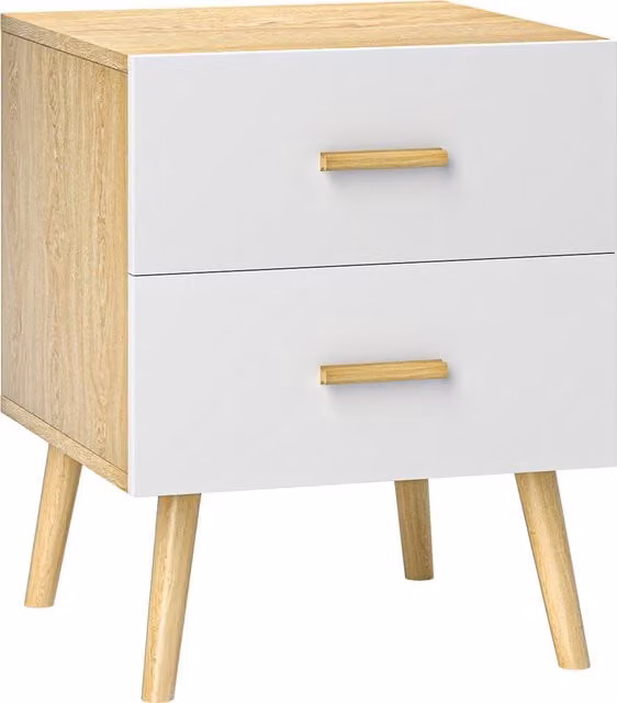Comodino HOMCOM con 2 Cassetti in Legno in Stile Scandinavo, Rovere, L 40 cm x P 40 cm x H 50 cm