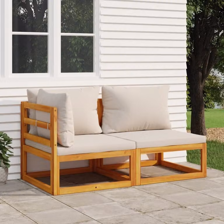 Maison Exclusive - Set divano da giardino 2 pezzi con cuscini in legno massello di acacia
