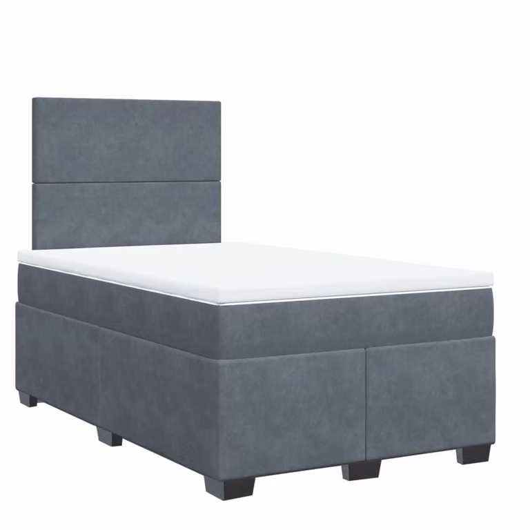 Giroletto a Molle con Materasso Grigio Scuro 120x190 cm Velluto