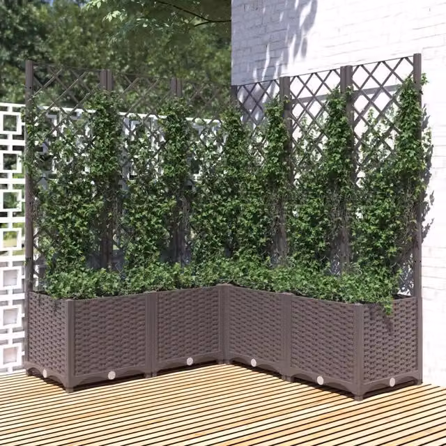 Fioriera da giardino con graticcio Design Mania marrone in plastica L/P/H: 120 x 120 x 136 cm