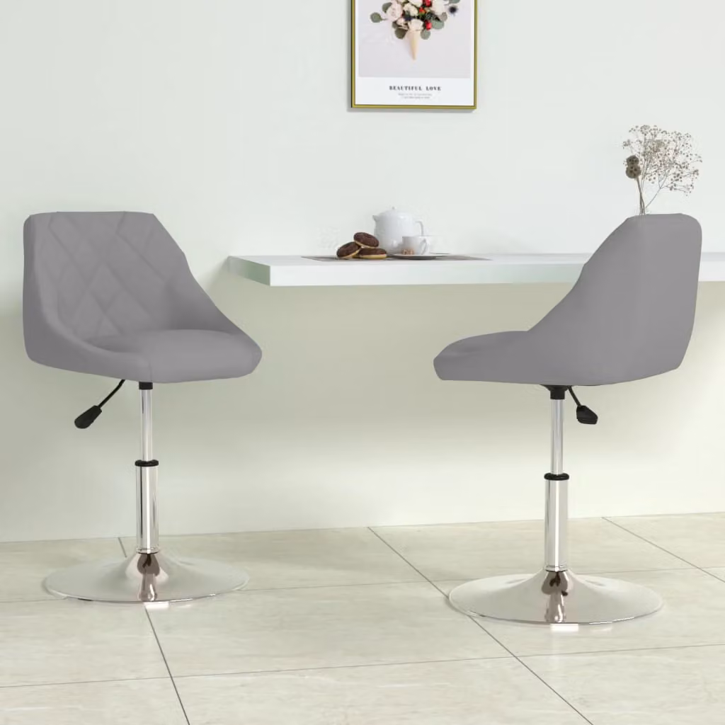 Set di 2 sedie da pranzo girevoli vidaXL in velluto grigio chiaro con base moderna