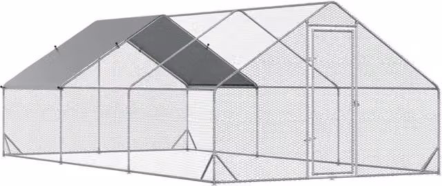 EasyComfort Pollaio da Giardino con Telaio Zincato e Rete Esagonale, Argento, L: 6 m, P: 3 m, H: 2 m