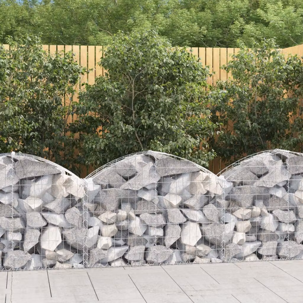 Cesto Gabbione ad Arco vidaXL in Acciaio Zincato Grigio L: 100 cm, P: 30 cm, H: 60/80 cm