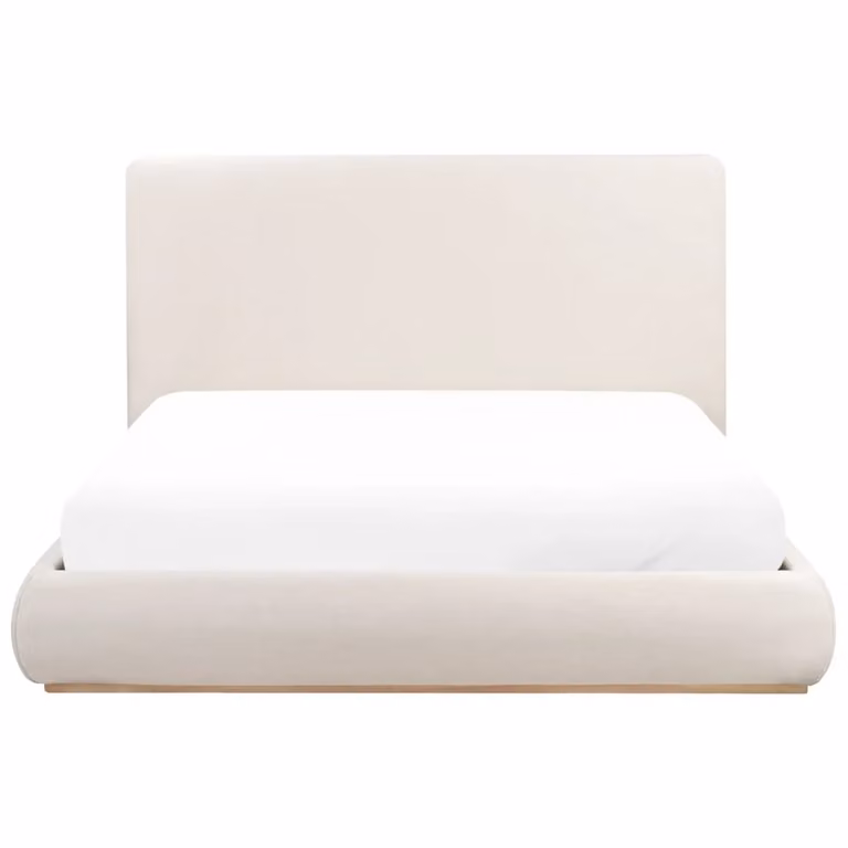 Letto contenitore Beliani imbottito con testiera Beige e Bianco L/P/H: 160 x 200 x 114 cm