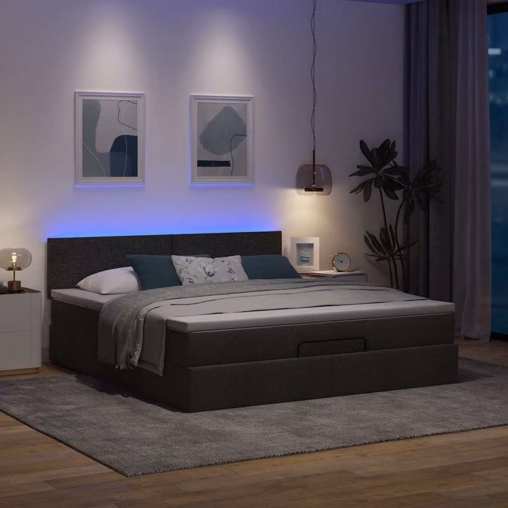 Maison Exclusive - Pouf Letto con Materasso e LED Nero 180x200cm Tessuto