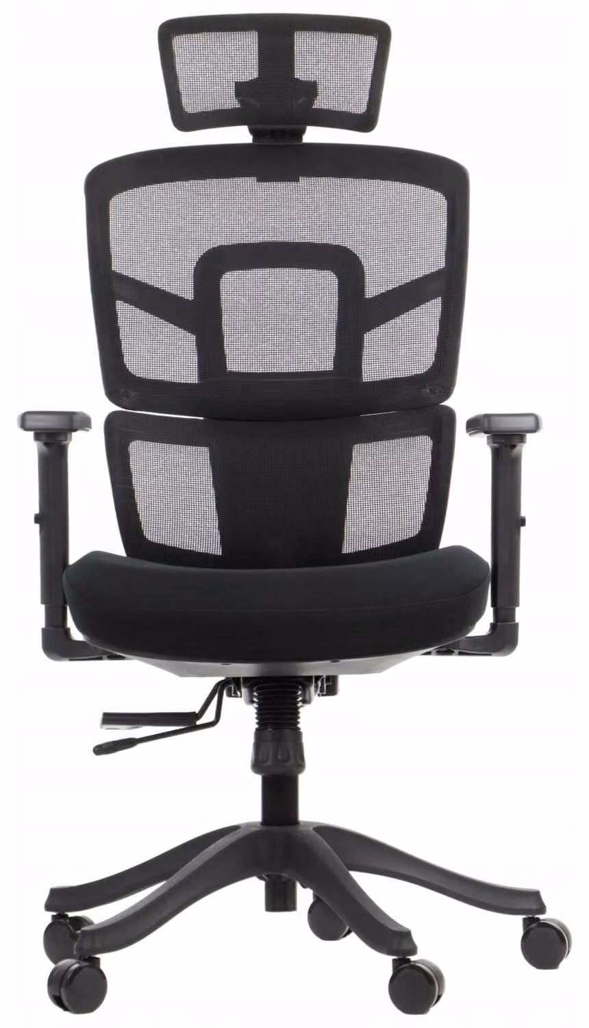 Sedia da ufficio girevole ergonomica TREX, base in nylon, braccioli regolabili, seduta scorrevole (avanti-indietro), nero