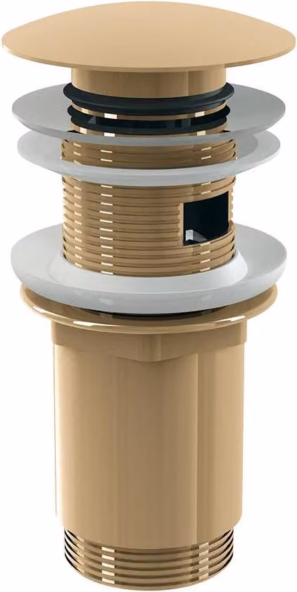 alcadrain Ablaufventil für die Waschbecken CLICK/CLACK 5/4" Ganzmetal mit Überlauf, großer Stopfen, GOLD-Glanz