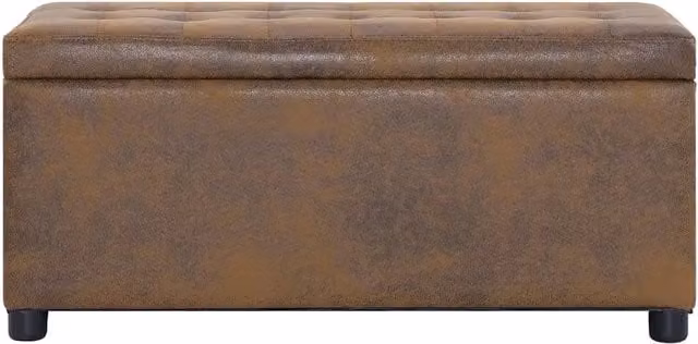 Cassapanca vidaXL in similpelle scamosciata marrone con struttura in legno di pino, L: 87,5 cm, P: 40 cm, H: 40 cm – 1