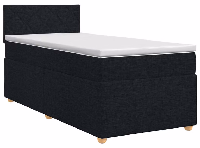 Letto a molle con materasso nero 90 x 200 cm in tessuto