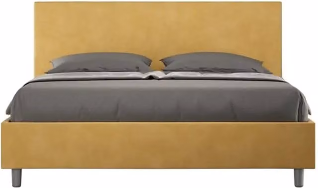 Letto matrimoniale contenitore doppia alzata imbottito 160x190 microfibra ocra Adele