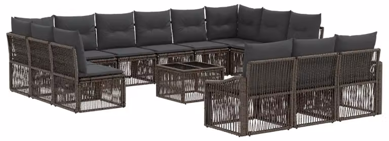 Set Divano da Giardino 14 pcs Grigio polyrattan