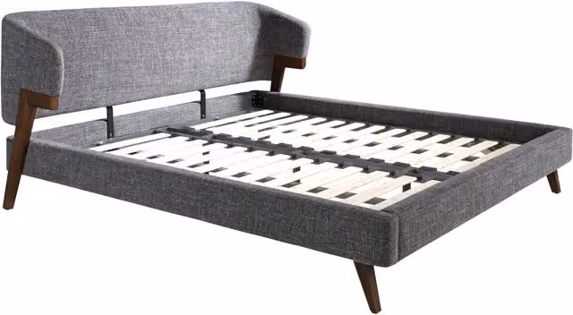 Letto matrimoniale moderno Angel Cerdá S.L. in tessuto grigio con struttura in legno L/P/H: 180 x 200 x 211 cm