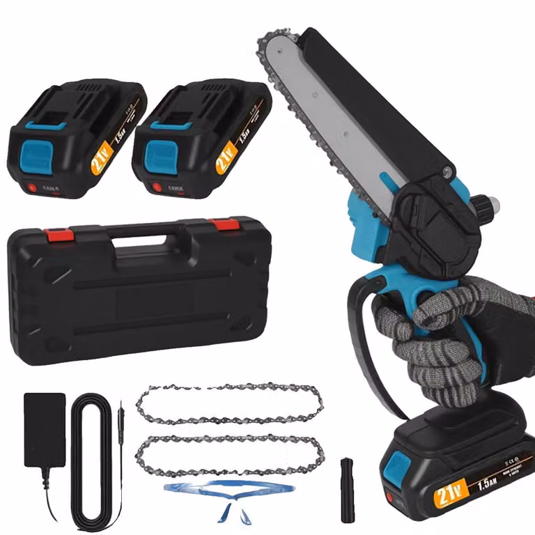 Troncatrice a catena elettrica, dimensioni compatte, sistema di lubrificazione automatico, 2 batterie