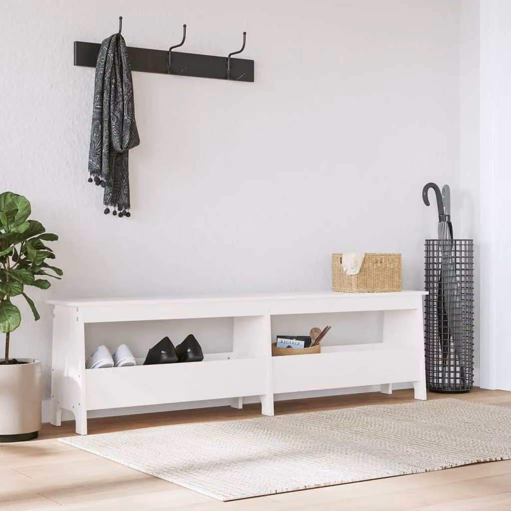 vidaXL Panca da Ingresso Bianca in Legno di Pino Rustico L: 160 cm, P: 28 cm, H: 45 cm