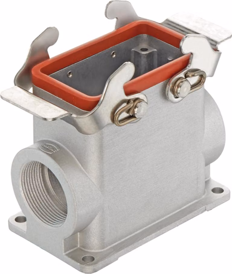 HARTING Han 10B Alloggiamento base per alte temperature alto, 2xM32 uscita cavo laterale, con 2 staffe trasversali - 1 pezzo