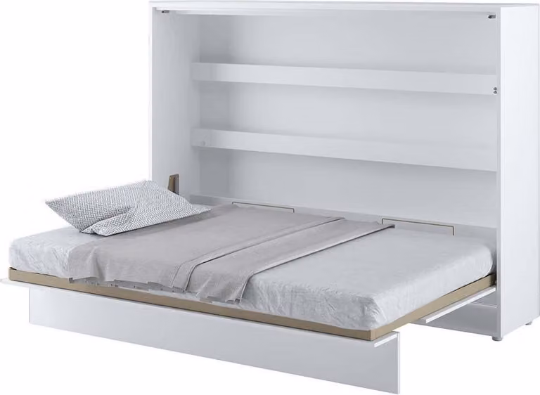 Letto a parete Armadio letto BED CONCEPT BC-04 Orizzontale 140x200 WHITE MATT Letto a parete pieghevole, armadio letto pieghevole, armadio con letto pieghevole integrato, letto funzionale con rete a doghe
