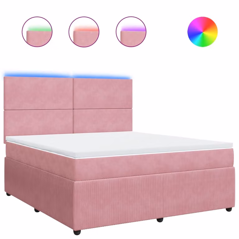 Giroletto a Molle con Materasso Rosa 180x200 cm in Velluto