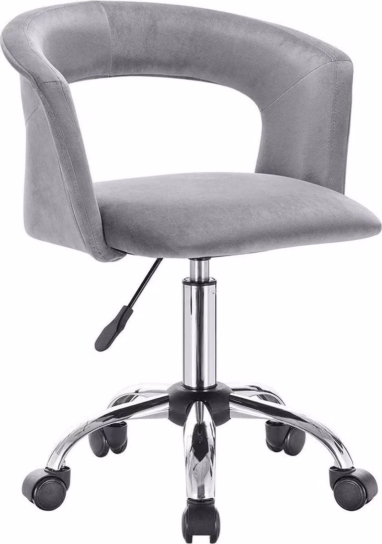 DeLuxuriös Sedia da ufficio su rotelle - Velluto - Sedia ergonomica per adulti - Regolabile in altezza - Grigio chiaro