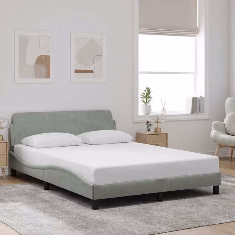 vidaXL Giroletto Dover Grigio Chiaro in Velluto L: 140 cm, P: 200 cm