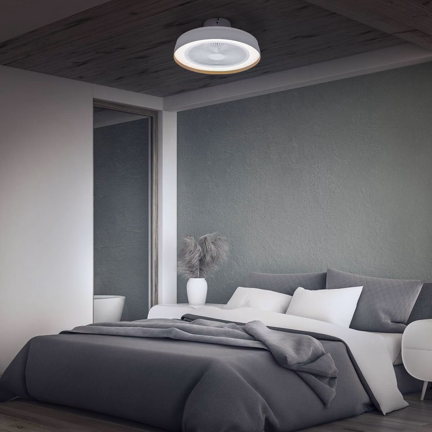OSRAM Ventilatore da soffitto LED ENCAPSULATE, Ø 48 cm, bianco, CCT dimmerabile, Bianco / Opale, Soggiorno / Sala da pranzo, Plastica, Moderno