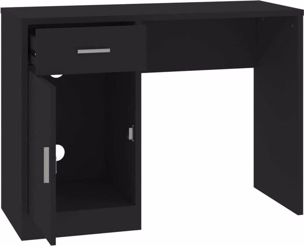 Scrivania Cassetto Nero 100x40x73cm Legno Multistrato