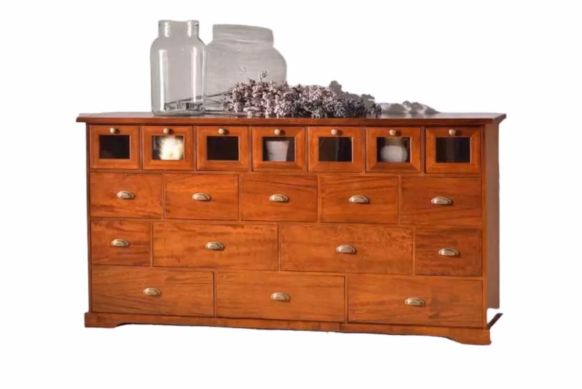 Madia credenza arte povera con 19 cassetti Mobili 2G finitura elite marrone L/P/H: 180 x 40 x 90 cm – 1