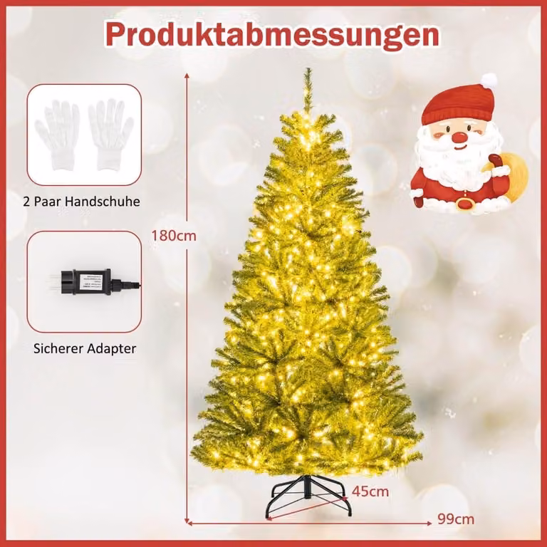 Albero di Natale artificiale da 180 cm con 700 luci LED