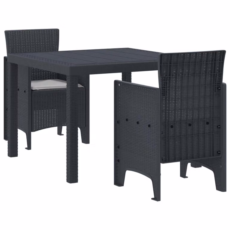 Set da pranzo per giardino e terrazzo vidaXL in rattan sintetico color antracite, 3 pezzi