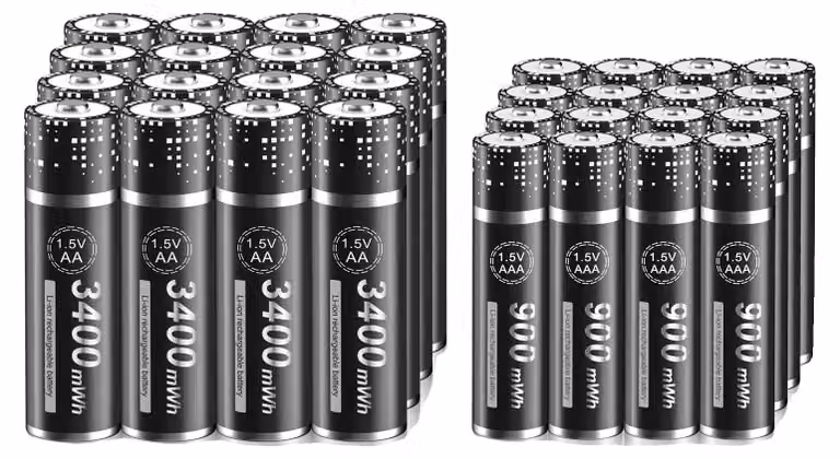 Batterie ricaricabili, ricarica efficiente, ampia compatibilità, 16 batterie AA, 16 batterie AAA