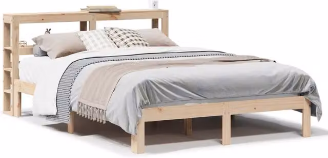 Letto matrimoniale | Letto per adulti | Giroletto con Testiera 120x190 cm in Legno Massello di Pino