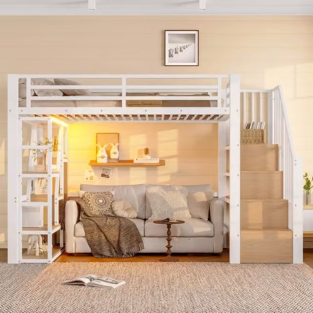 letto a castello mdf metallo bianco 90 x 200 cm