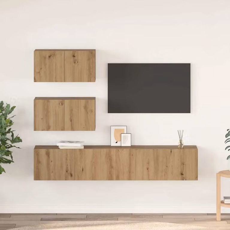 Set mobile TV moderno vidaXL in 4 pezzi color rovere, L/P/H: 80 x 30 x 30 cm