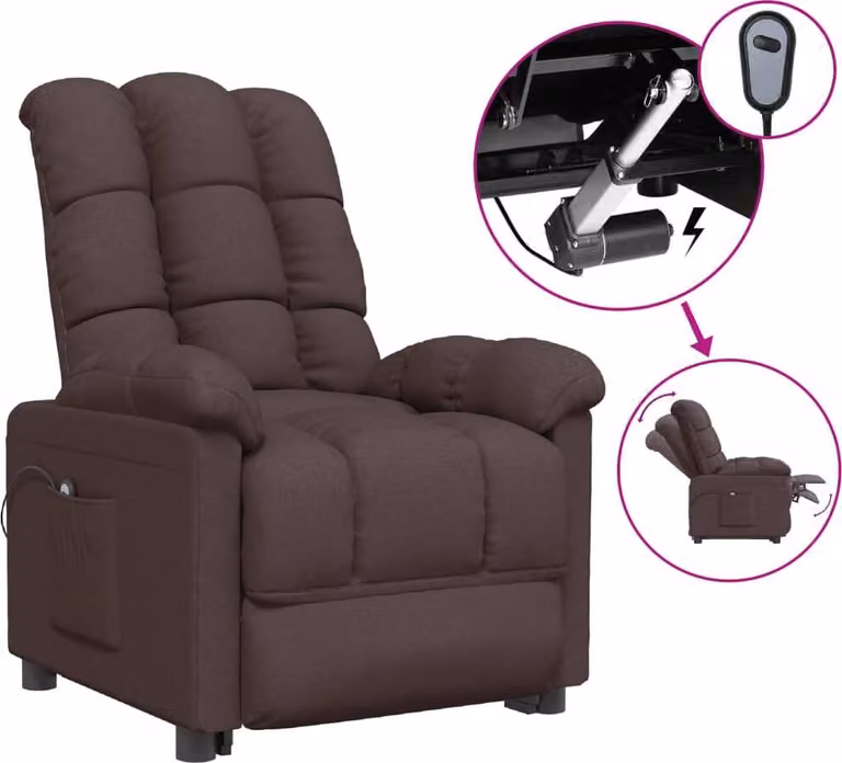 Recliner elettrico in tessuto marrone scuro