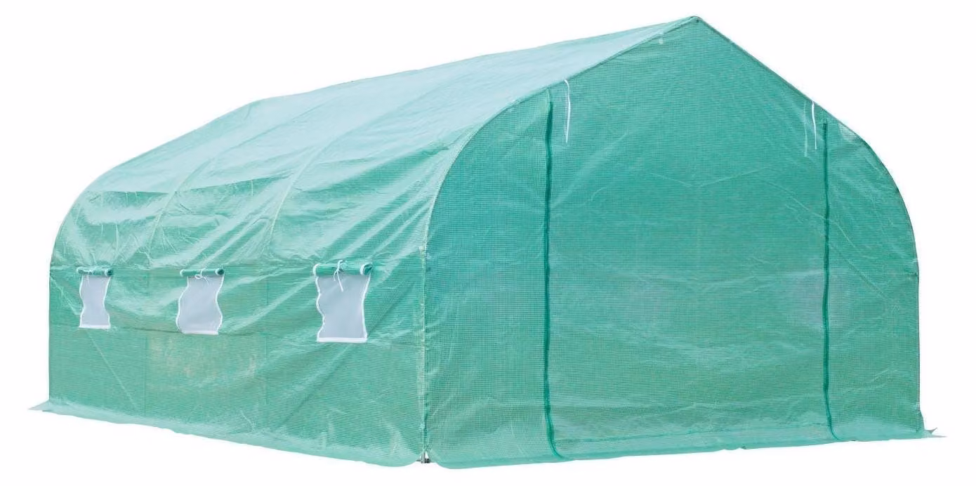 Serra a tunnel in plastica verde con struttura in ferro | Colore: verde | Dimensioni: 118,11 x 177,16 x 78,74 cm