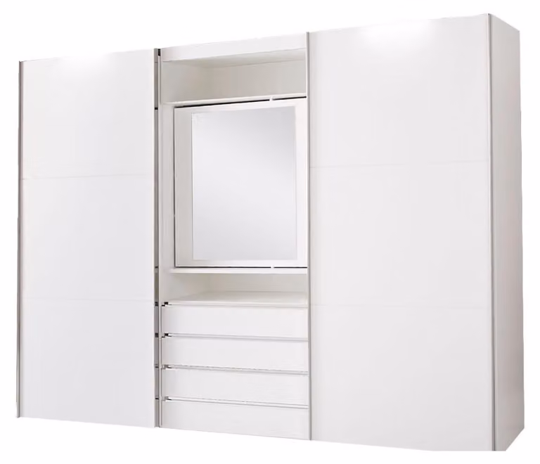 Armadio Magic ad ante scorrevoli Armadio 300cm bianco con elemento specchio rotante (16357)