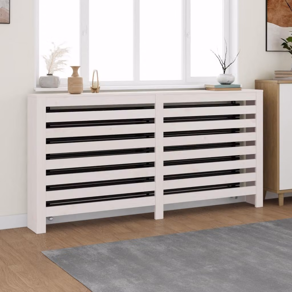 The Living Store Rivestimento per radiatori bianco 169x19x84 cm in legno di pino massiccio
