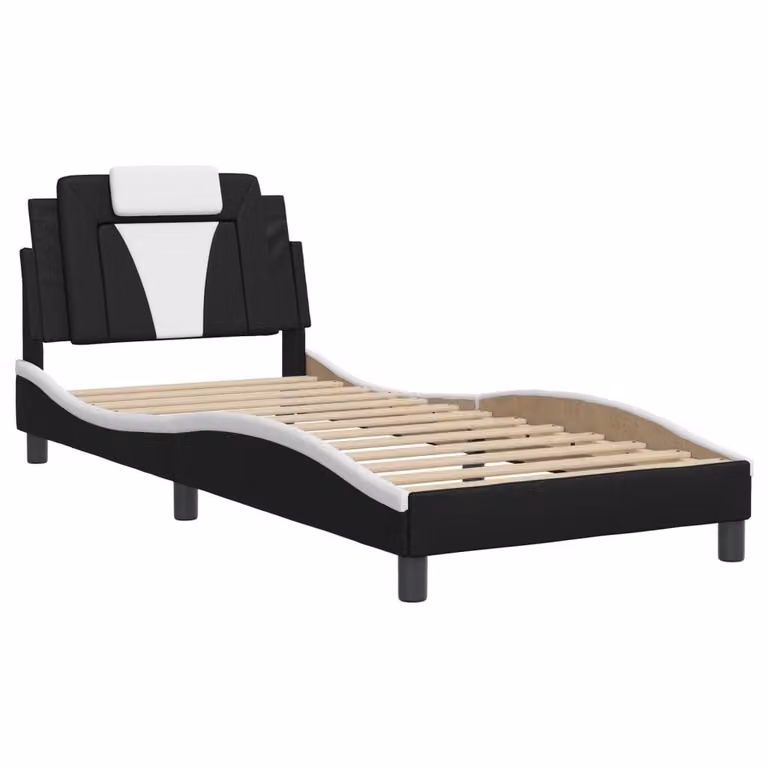 Giroletto Viana senza Materasso Nero e Bianco 90x190 cm in Pelle finta
