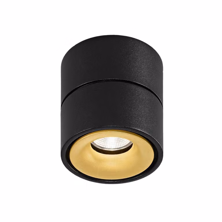 Egger Licht DLS Faretto da soffitto LED Clippo, nero-oro, 2.700K dimmerabile, Nero, Studio / Ufficio, Alluminio, Moderno, Downlight