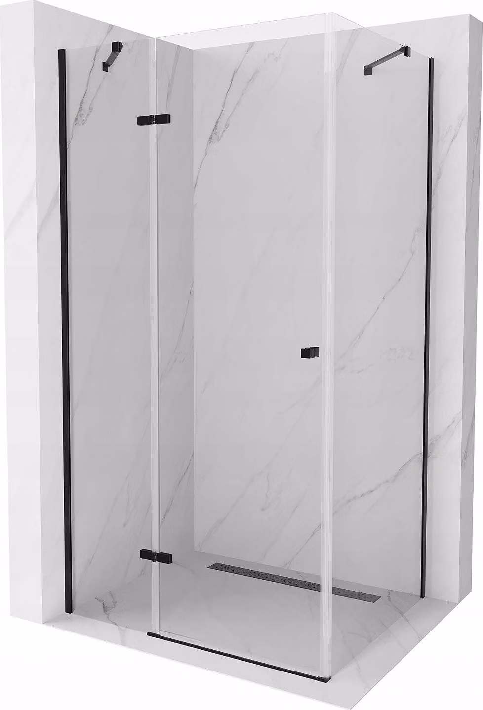 Mexen Roma cabina doccia angolare 90 x 80 cm, trasparente, nera - 854-090-080-70-00