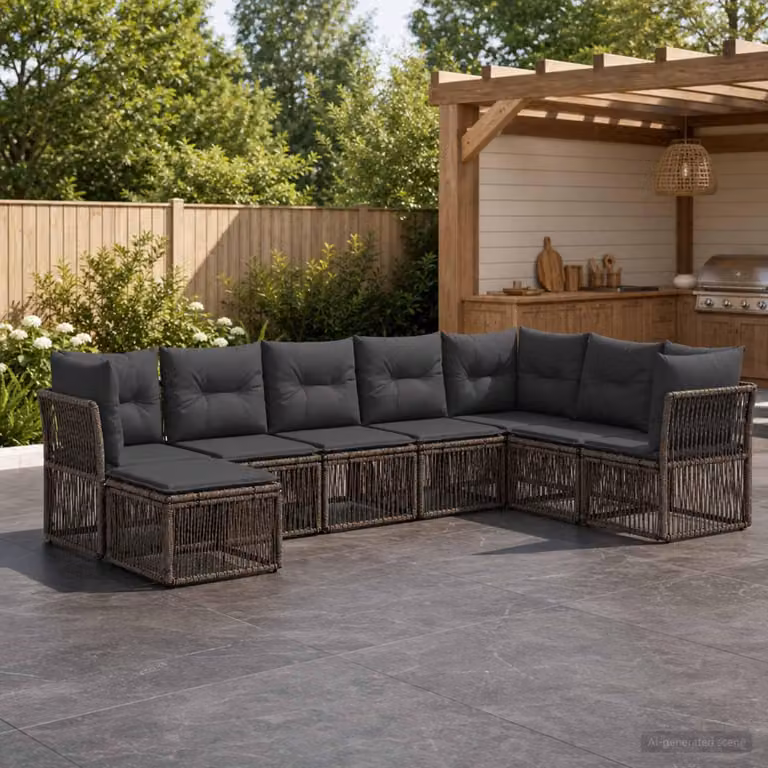 Maison Exclusive - Set da giardino composto da 8 pezzi. Divano in rattan sintetico, colore grigio