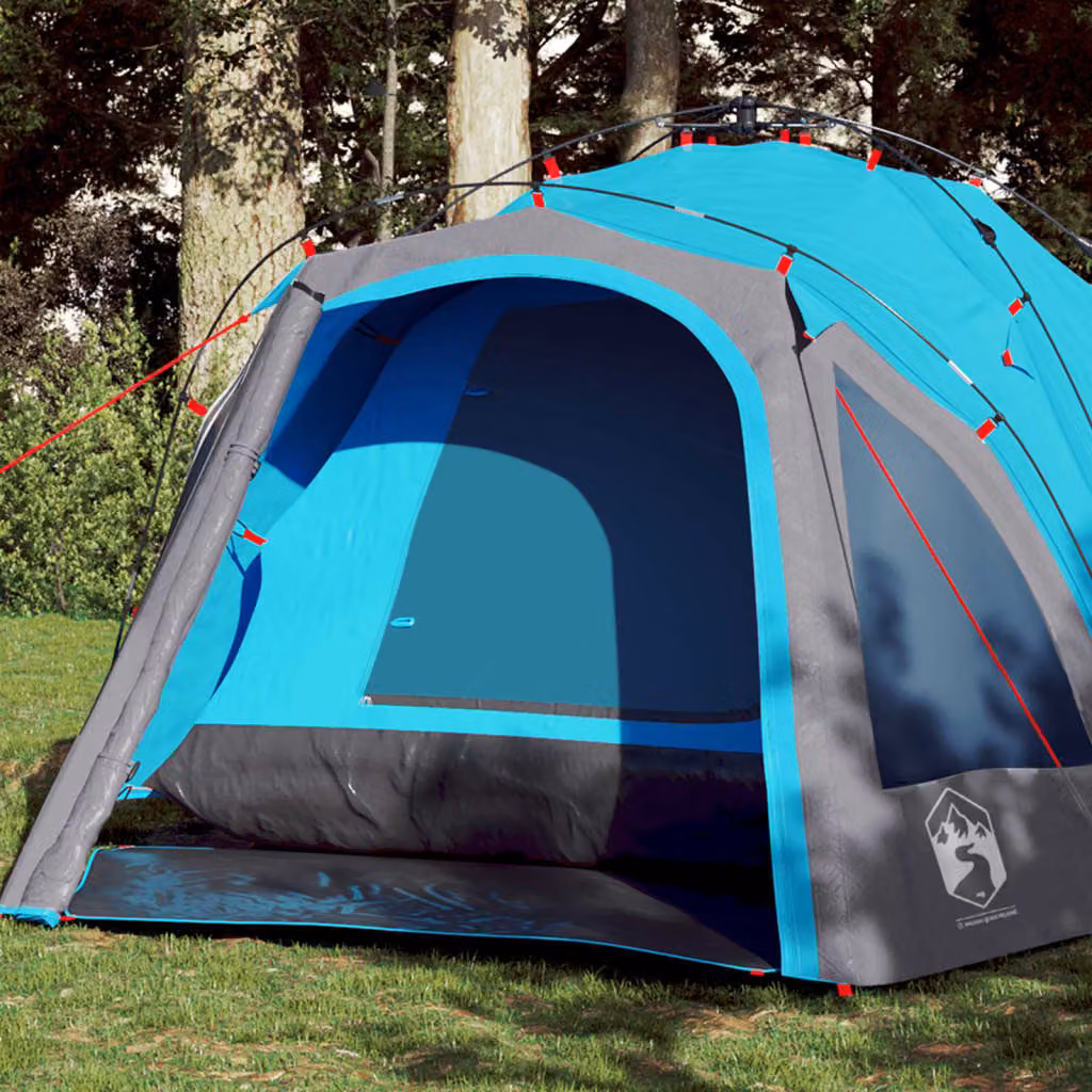 Tenda a cupola da campeggio a rilascio rapido vidaXL per 3 persone, blu, in poliestere