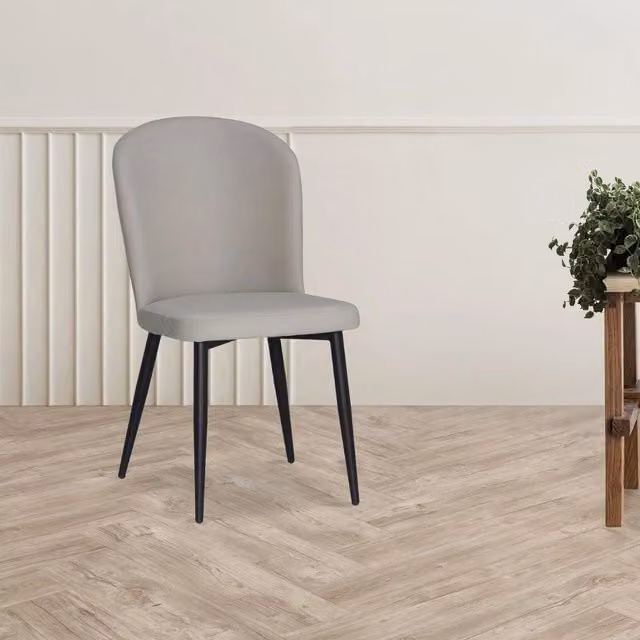 Set 4 Sedie Barka in tessuto grigio con piedi neri – Comfort morbido e design