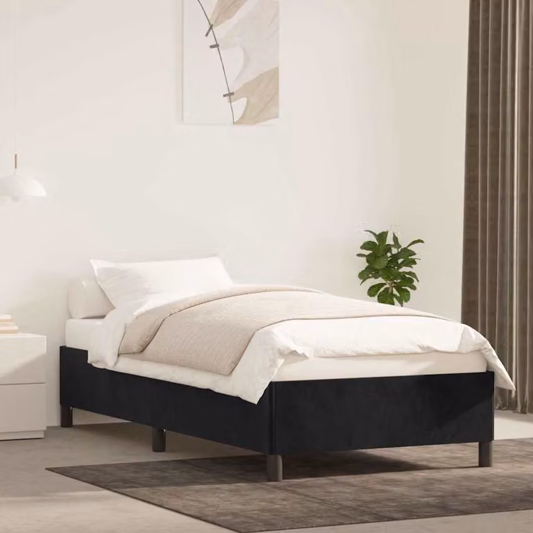 vidaXL Giroletto in Velluto Nero con Struttura in Legno L: 200 cm, P: 80 cm, H: 35 cm