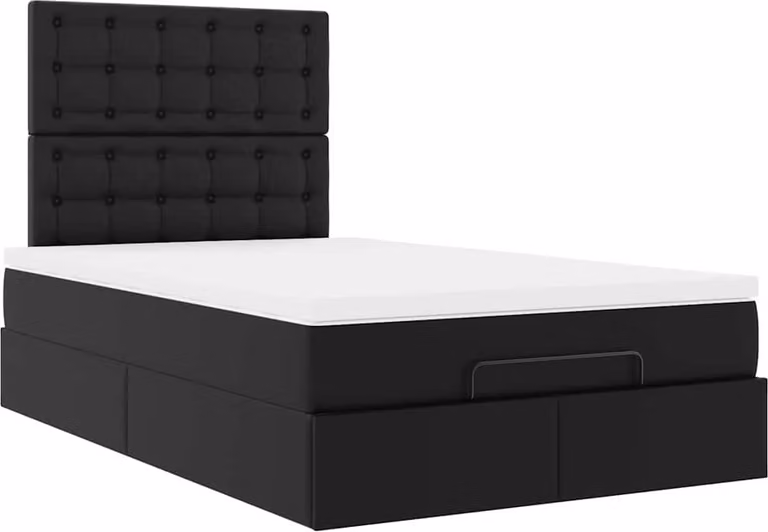 Struttura Letto Pouf con Materasso Nero 120x190 cm Pelle finta