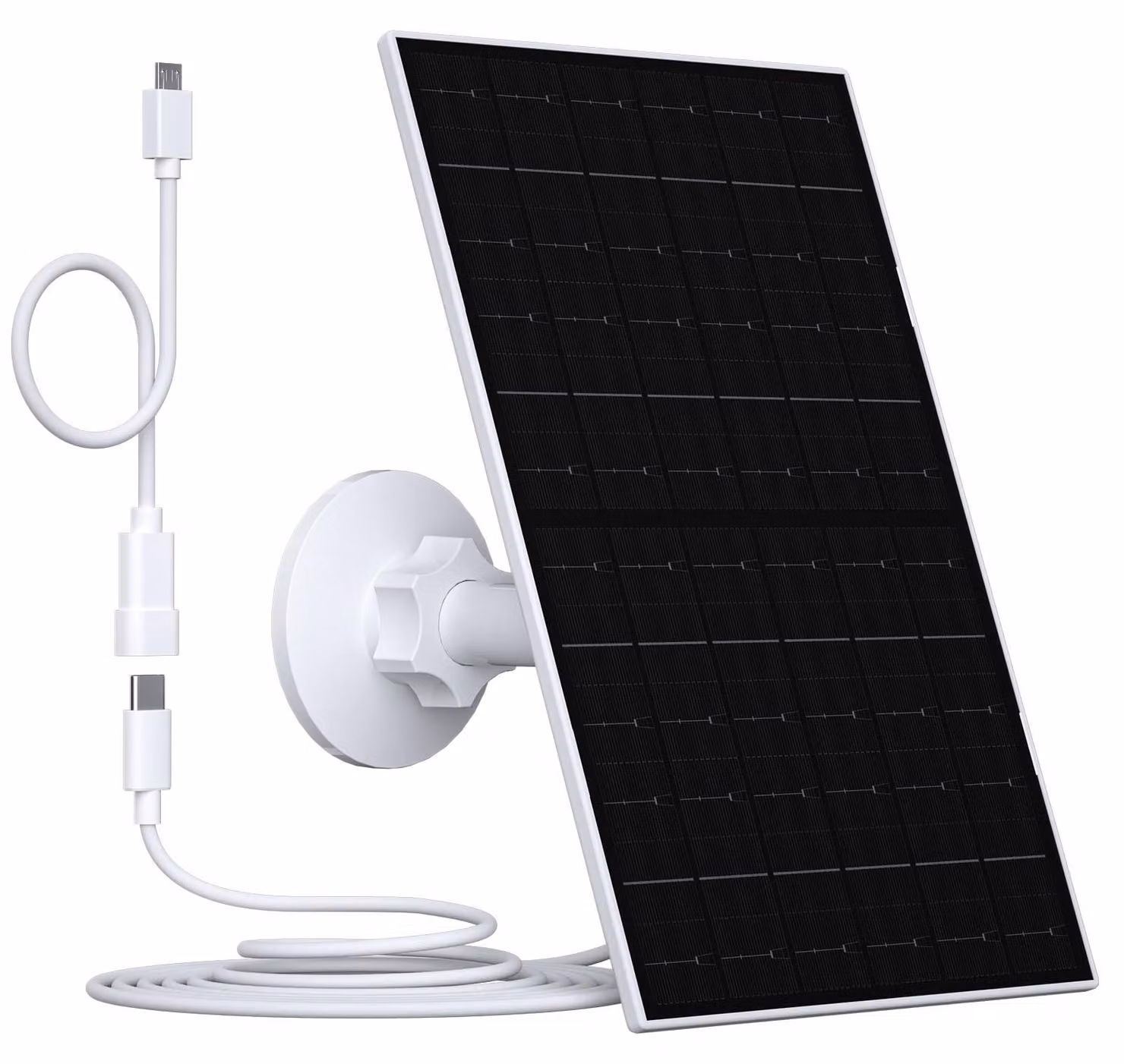 Pannello solare da 7W per telecamere Eufy, grado di protezione IP66, connettore USB-C e supporto a 360°