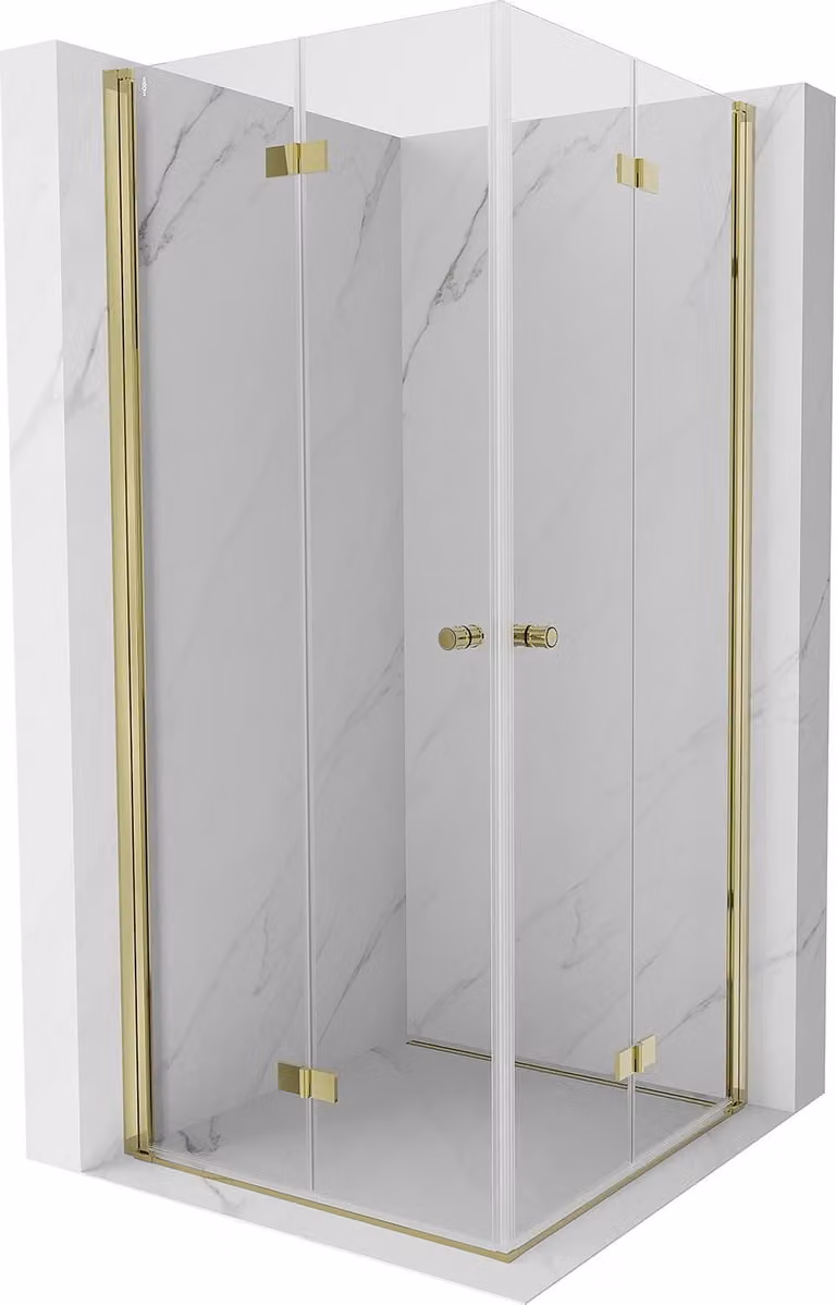 Mexen Mist-F Duo cabina doccia pieghevole 95 x 95 cm, trasparente, oro - 8A6-095L-095P-50-00