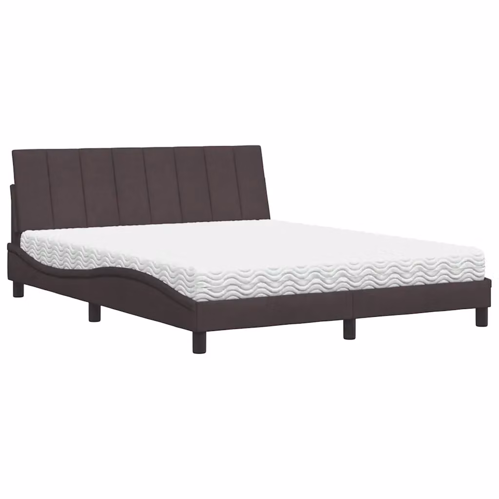 Letto con Materasso Hanko vidaXL in Tessuto Marrone e Bianco L/P/H: 160 x 200 x 165 cm – 2