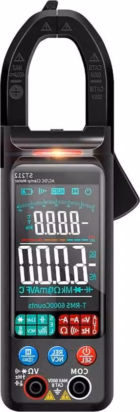 Tester elettronico di corrente CA/CC da 6000 misurazioni - Multimetro per test di tensione e resistenza - Nero